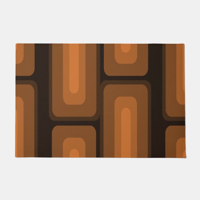 Mid Century Modern Long Rectangles Burnt Orange Doormat (Front)