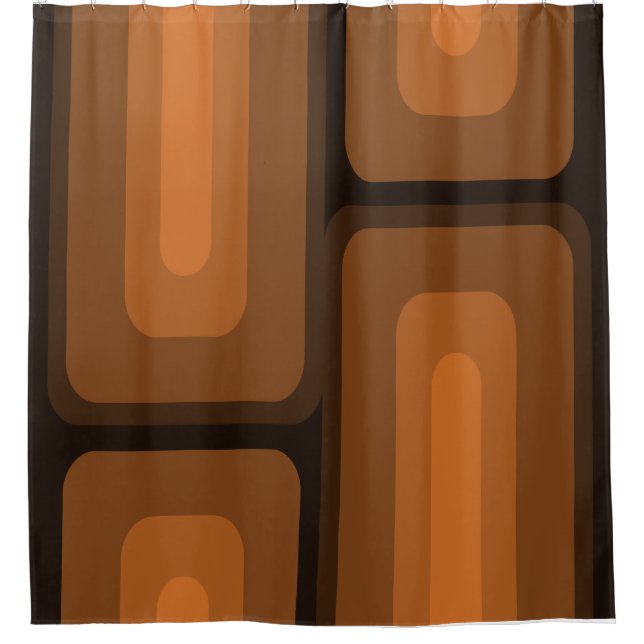 Mid Century Modern Long Rectangles Burnt Orange Shower Curtain (Front)