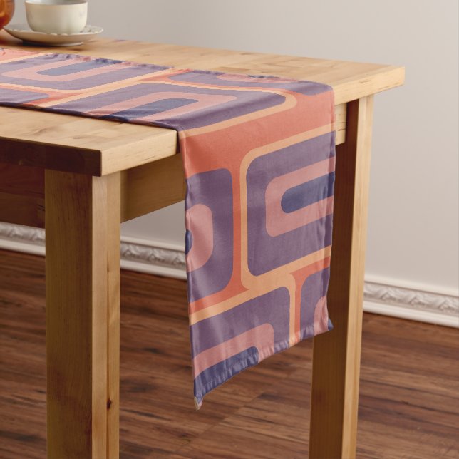 Mid Century Modern Long Rectangles Colourful 2 Short Table Runner (In Situ)