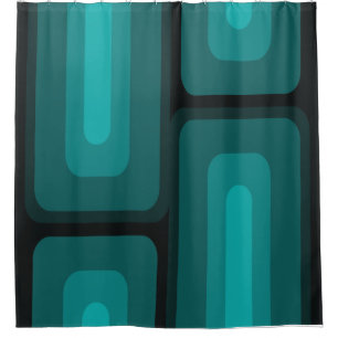 Mid Century Modern Long Rectangles Teal Shower Curtain