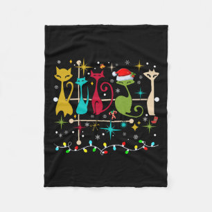 Mid Century Modern Look Cats Christmas Retro 50s 6 Fleece Blanket