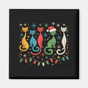 Mid Century Modern Look Cats Xmas Retro 50s 60s  Magnet