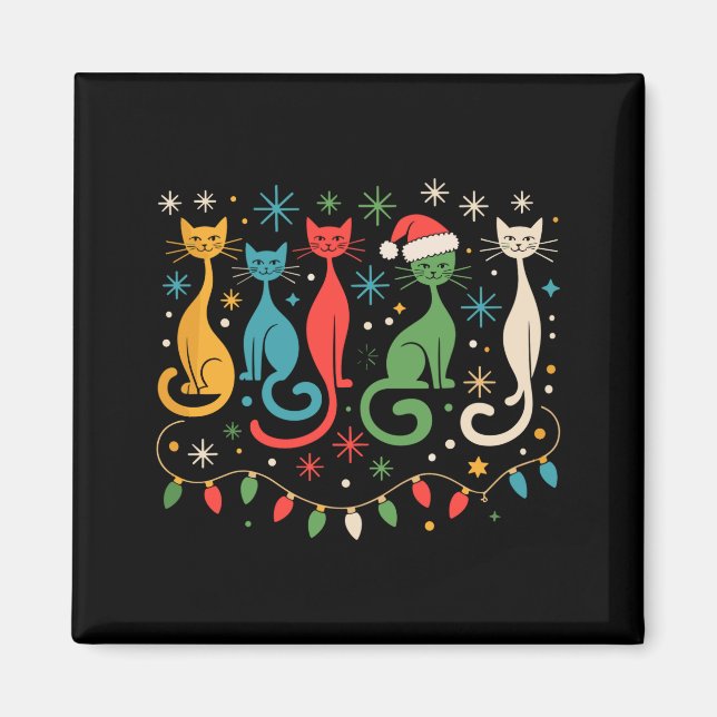 Mid Century Modern Look Cats Xmas Retro 50s 60s  Magnet (Front)