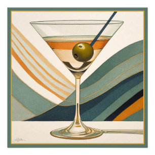 Mid Century Modern Martini Cocktail Hour Photo Print