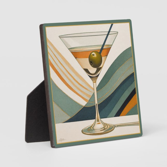 Mid Century Modern Martini Cocktail Hour Plaque (Front)