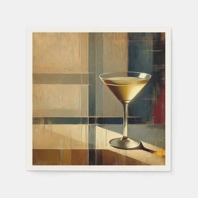 Mid Century Modern Martini in a Moonbeam Napkin (Front)