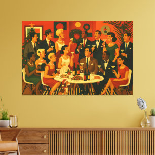 Mid Century Modern Martini Intellectuals Christmas Canvas Print