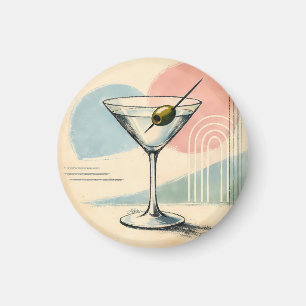 Mid Century Modern Martini Pastel Minimalist Art Magnet