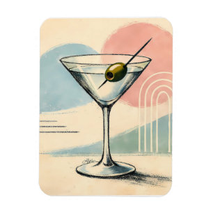 Mid Century Modern Martini Pastel Minimalist Art Magnet