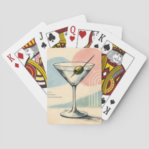 Mid Century Modern Martini Pastel Minimalist Art Playing Cards