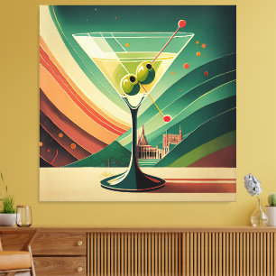 Mid Century Modern Martini Travel Cathedral View Canvas Print
