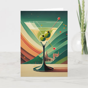 Mid Century Modern Martini Travel Cathedral View Card