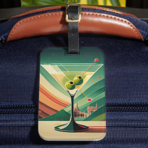 Mid Century Modern Martini Travel Cathedral View Luggage Tag