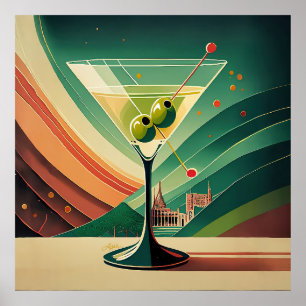 Mid Century Modern Martini Travel Cathedral View Poster