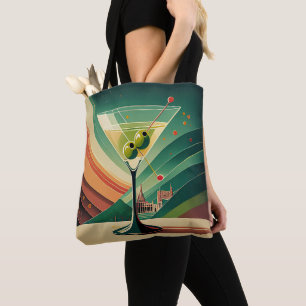 Mid Century Modern Martini Travel Cathedral View Tote Bag