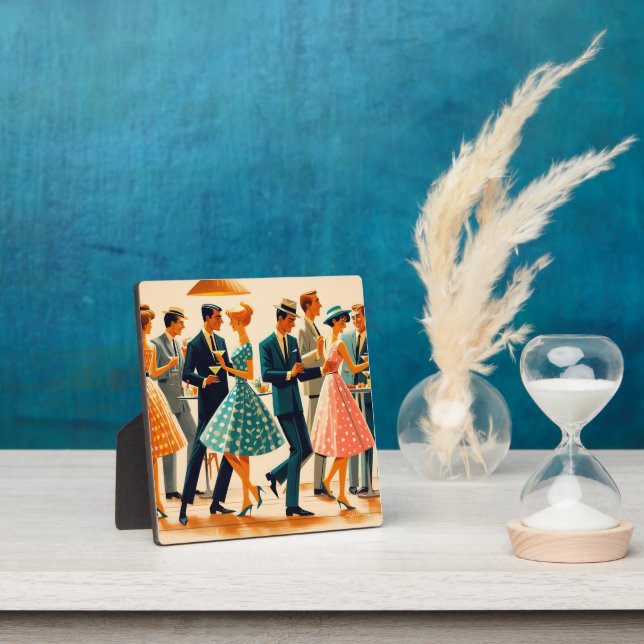 Mid Century Modern Martinis Dancing Cocktail Party Plaque (Insitu)