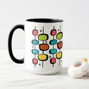 Mid Century Modern MCM Retro Ovals Stars Pattern Mug