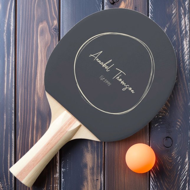 Mid-Century Modern Mediterranean Grey with Name Ping Pong Paddle (Creator Uploaded)