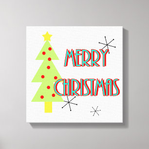 mid century modern merry christmas tree retro canvas print