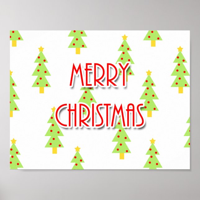 mid century modern merry christmas tree retro poster (Front)