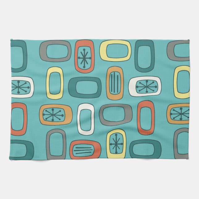 mid century modern, midcentury, art, geometric, pa tea towel (Horizontal)