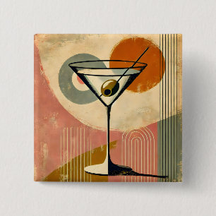 Mid Century Modern Minimalist Art Martini 15 Cm Square Badge