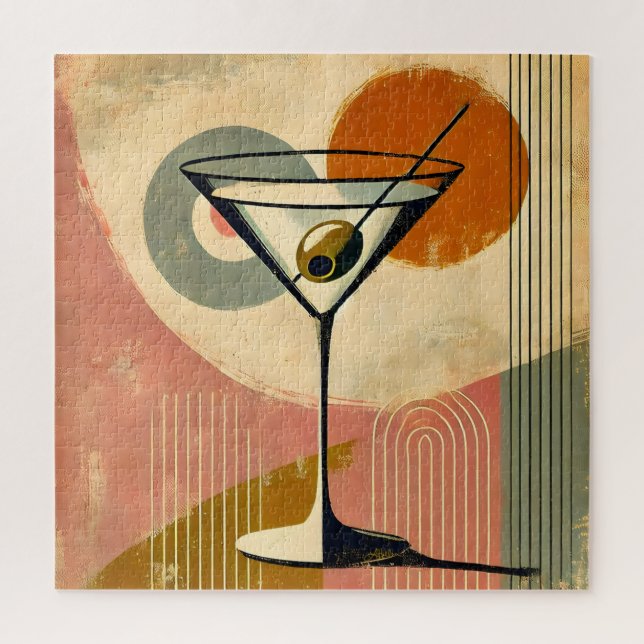 Mid Century Modern Minimalist Art Martini Jigsaw Puzzle (Vertical)
