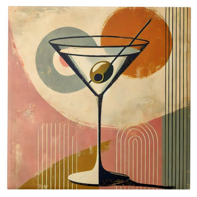 Mid Century Modern Minimalist Art Martini Tile (Front)