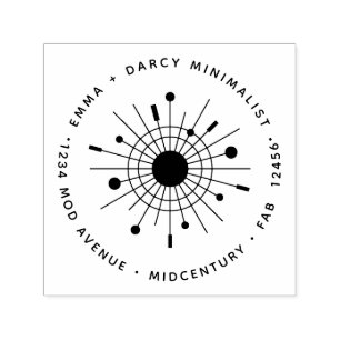 Mid-Century Modern Minimalist Atomic Starburst Self-inking Stamp