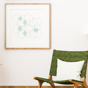 Mid Century Modern Minimalist Geometric Hexagons Poster