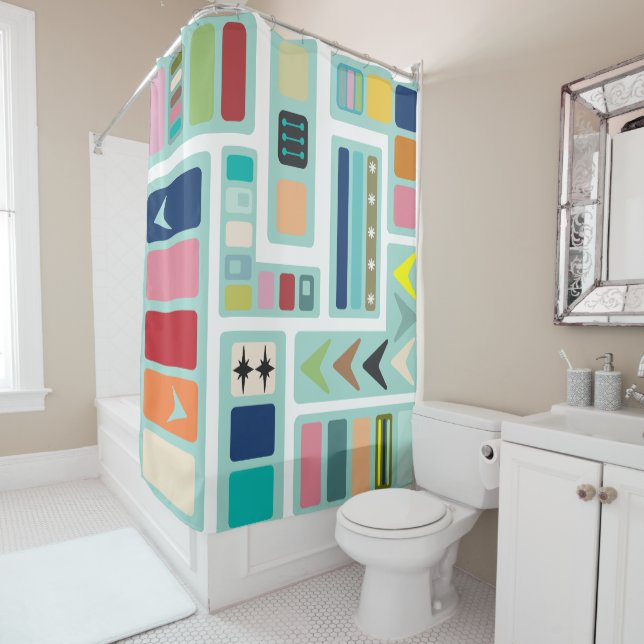 Mid-Century Modern Mix-up  Shower Curtain (In Situ)