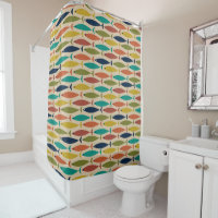 Mid Century Modern Multicolor Fish Pattern