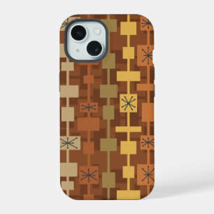 Mid Century Modern Multicolored Brown iPhone 15 Case
