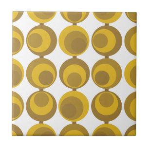 Mid-Century Modern Mustard Gold Retro Geo Pattern Tile
