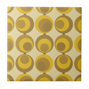 Mid-Century Modern Mustard Gold Retro Geo Pattern Tile
