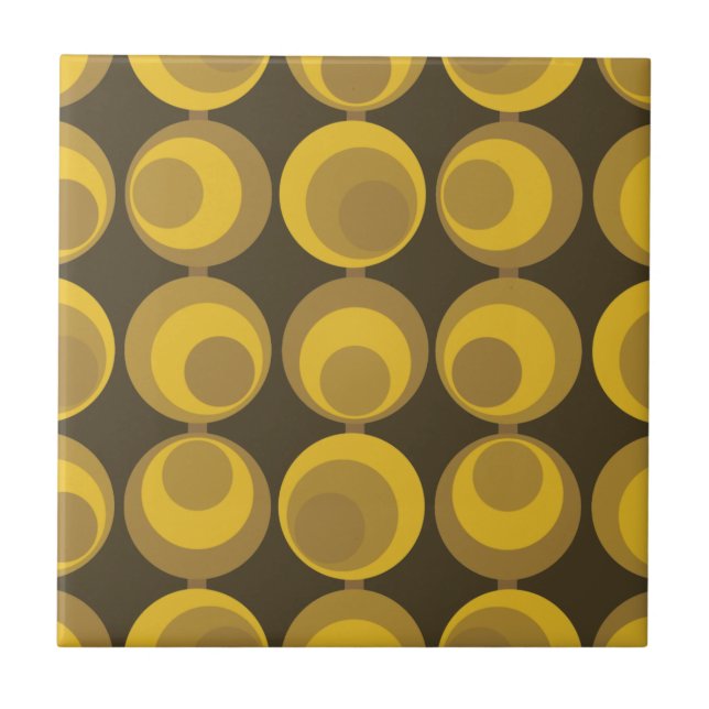 Mid-Century Modern Mustard Gold Retro Geo Pattern  Tile (Front)