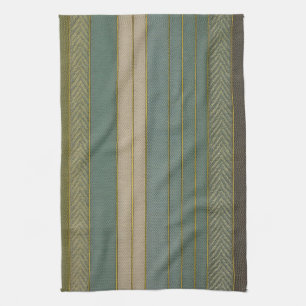 Mid Century Modern Muted Stripes Print Tea Towel