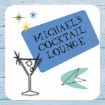 Mid Century Modern Neon Cocktail Lounge Name  Coaster<br><div class="desc">This design may be personalized by choosing the Edit Design option. You may also transfer onto other items. Contact me at colorflowcreations@gmail.com or use the chat option at the top of the page if you wish to have this design on another product or need assistance. See more of my designs...</div>