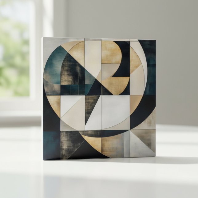 Mid-Century Modern Neutral Gold Circle Geometric Tile (Creator Uploaded)