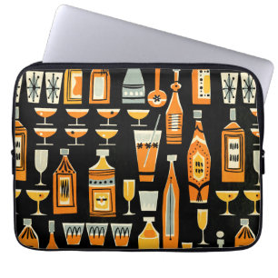 Mid-Century Modern Night Life Pattern Laptop Sleeve