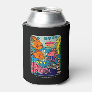 'Mid-Century Modern Ocean Aquatic' painting on a Can Cooler