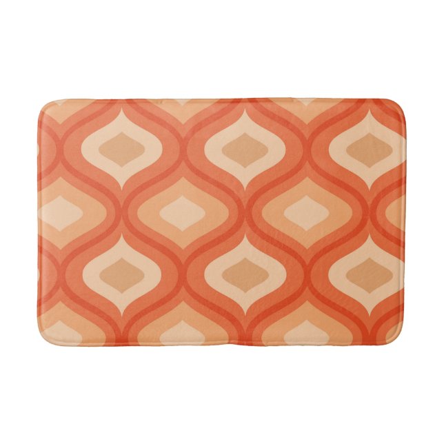Mid century modern ogee orange and beige    bath mat (Front)