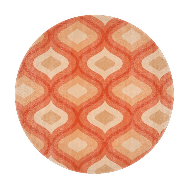 Mid century modern ogee orange and beige    cutting board (Front)