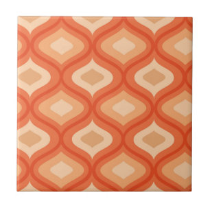 Mid Century Modern Ogee Orange and Beige    Tile