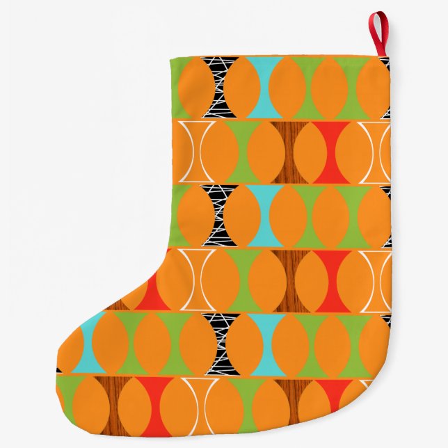 Mid Century Modern Orange Christmas Stocking (Back)