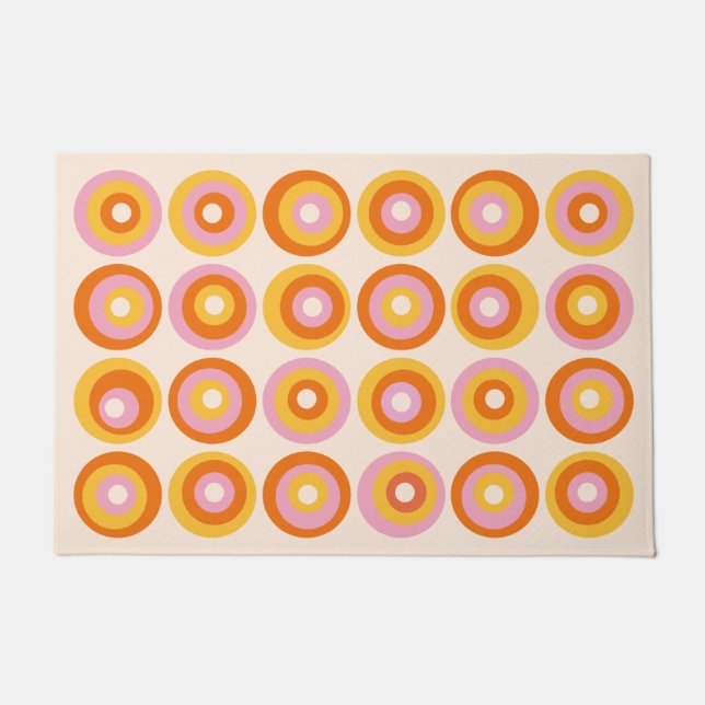 Mid Century Modern Orange Circles Pattern Doormat (Front)