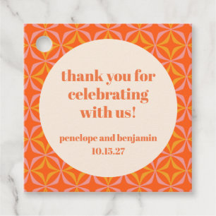 Mid Century Modern Orange Custom Wedding Thank You Favour Tags