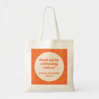 Mid Century Modern Orange Custom Wedding Thank You