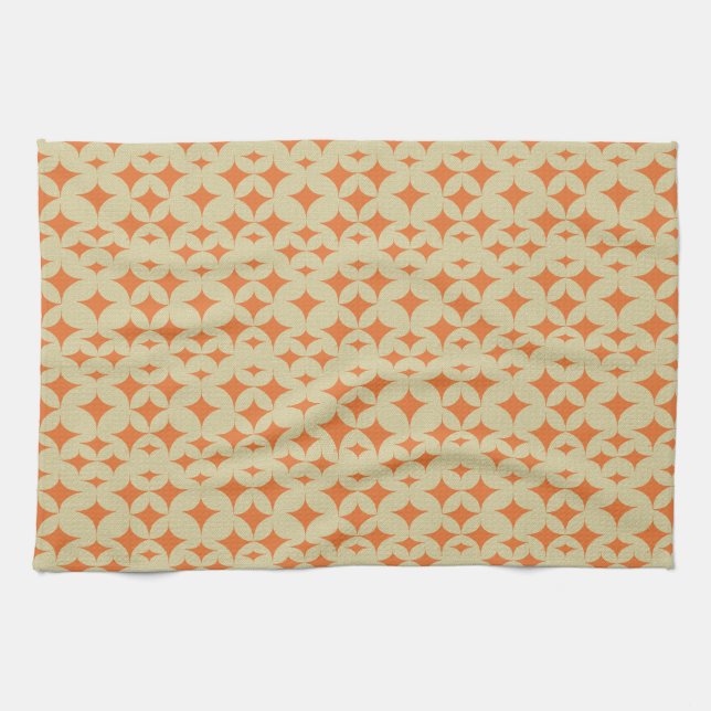 Mid Century Modern Orange Diamond  Tea Towel (Horizontal)