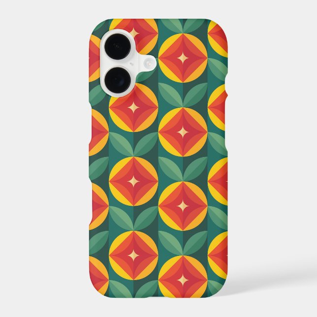 Mid Century Modern Orange Floral Pattern Samsung Galaxy S21 Case (Back)